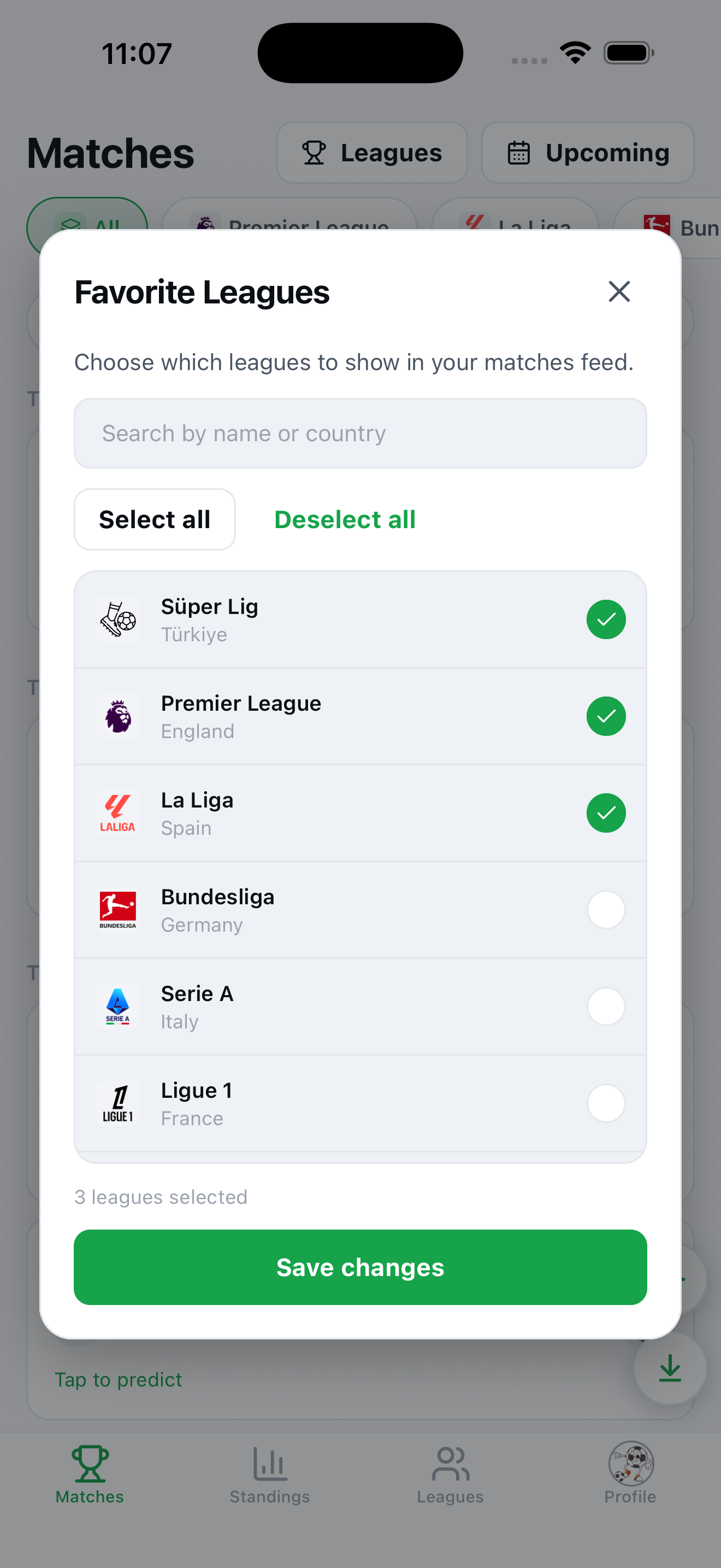 Rivalio league selection